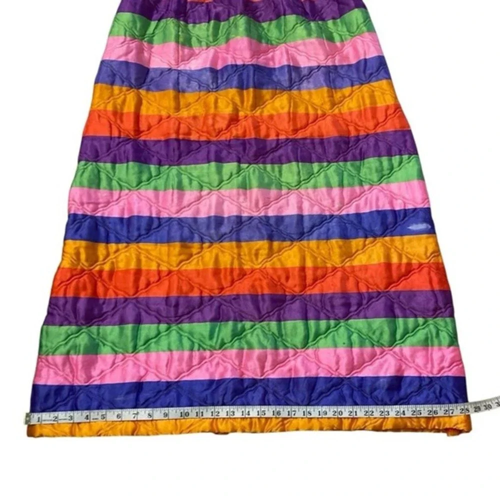 Vintage Rhapsody By Glazier Quilted Striped Maxi Skirt Small‎ Medium Rainbow